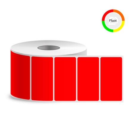 Selbstklebende Etiketten, 97x48, rot, Fluorpapier (1000 Stk./Rolle)